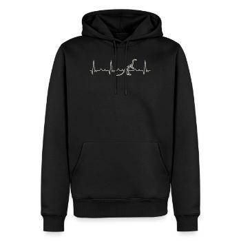 Dinosaurier Skelett. Herz. Liebe. Ekg. Impuls. - Männer Premium Bio Hoodie - Schwarz - Vorne - Nico (187cm)