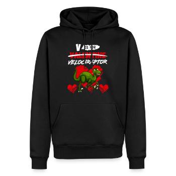 Dinosaur V signifie Velociraptor Saint-Valentin - Sweat à capuche Premium bio Homme - noir - Devant - Nico (187cm)