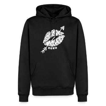 Embrasser la bouche Amour Saint-Valentin - Sweat à capuche Premium bio Homme - noir - Devant - Nico (187cm)