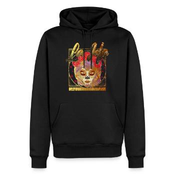 Chemise Dia de los Muertos, crânes en sucre La Jefa - Sweat à capuche Premium bio Homme - noir - Devant - Nico (187cm)