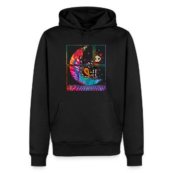 Chemise Dia de Los Muertos, Sucre Chat et Lune - Sweat à capuche Premium bio Homme - noir - Devant - Nico (187cm)