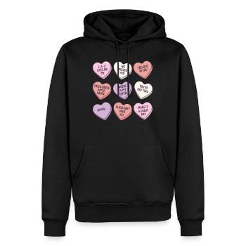 Unterrichten Sie Konversation Herzen Schule Retro Valentinstag - Männer Premium Bio Hoodie - Schwarz - Vorne - Nico (187cm)