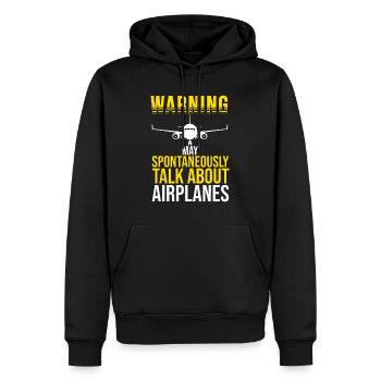 Warning I May Spontaneously Talk About Airplanes P - Men’s Premium Organic Hoodie - black - Front - Nico (187cm)