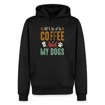 Tout ce dont j’ai besoin, c’est de café et de mes chiens - Sweat à capuche Premium bio Homme - noir - Devant - Nico (187cm)