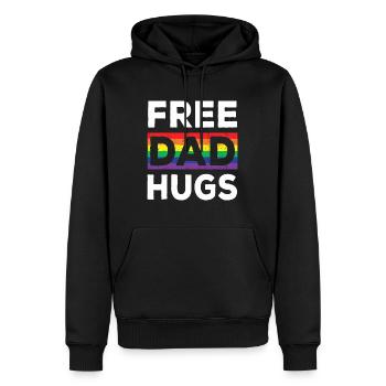 Papa libre embrasse l’arc-en-ciel et le drapeau transgenre - Sweat à capuche Premium bio Homme - noir - Devant - Nico (187cm)