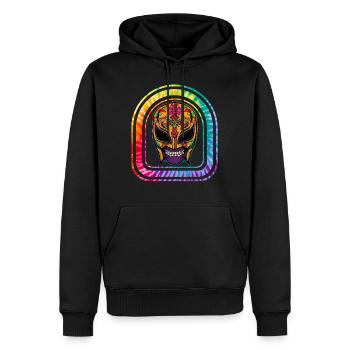 Dia De Los Muertos Shirt, Lucha Libre El Santo - Men’s Premium Organic Hoodie - black - Front - Nico (187cm)