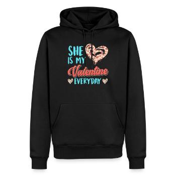 Tous les jours ma chérie Cher couple Saint-Valentin - Sweat à capuche Premium bio Homme - noir - Devant - Nico (187cm)