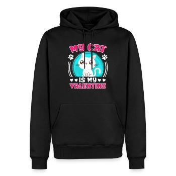 Amour de chat J’aime mon chat Saint-Valentin - Sweat à capuche Premium bio Homme - noir - Devant - Nico (187cm)