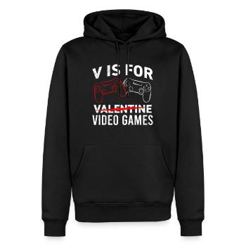 V steht für Video Games Valentinstag - Männer Premium Bio Hoodie - Schwarz - Vorne - Nico (187cm)