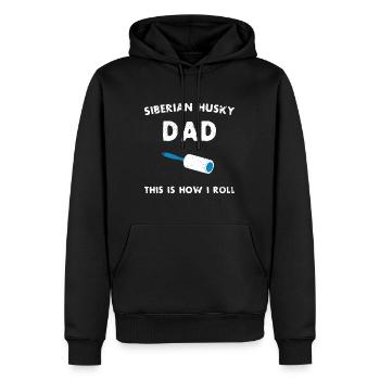 Papa Husky Sibérien C’est comme ça que je roule drôle de chiot - Sweat à capuche Premium bio Homme - noir - Devant - Nico (187cm)