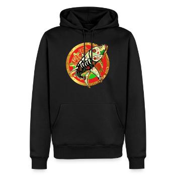 Chemise Dia de los Muertos, crâne de sucre de requin - Sweat à capuche Premium bio Homme - noir - Devant - Nico (187cm)