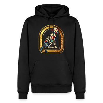 Chemise Dia de los Muertos, Chien Sugar Skull Floral - Sweat à capuche Premium bio Homme - noir - Devant - Nico (187cm)