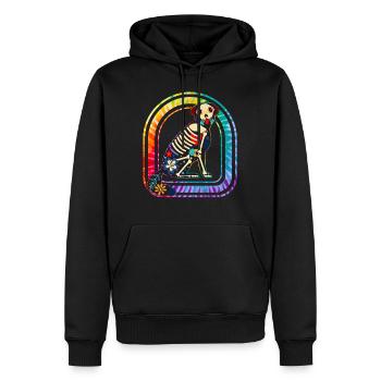 Chemise Dia de los Muertos, Chien Sugar Skull Floral - Sweat à capuche Premium bio Homme - noir - Devant - Nico (187cm)