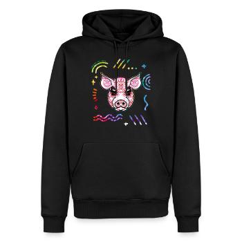 Chemise Dia de los Muertos, T-shirt crâne de sucre de cochon, - Sweat à capuche Premium bio Homme - noir - Devant - Nico (187cm)