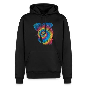 Tie Dye Elephant Mandala - Männer Premium Bio Hoodie - Schwarz - Vorne - Nico (187cm)