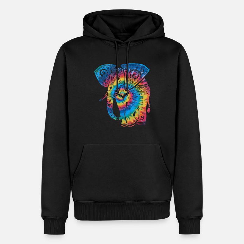 Tie Dye Elephant Mandala - Männer Premium Bio Hoodie - Schwarz