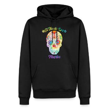El Dia de Los Muertos Jour des Morts Sucre Rose - Sweat à capuche Premium bio Homme - noir - Devant - Nico (187cm)