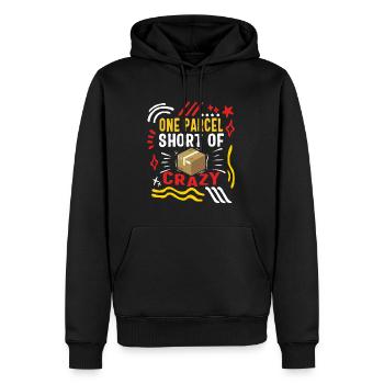 Mailman Shirt, One Parcel Short Of Crazy Package - Men’s Premium Organic Hoodie - black - Front - Nico (187cm)