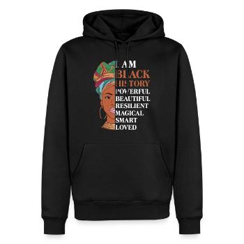 L’histoire des Noirs une femme africaine forte - Sweat à capuche Premium bio Homme - noir - Devant - Nico (187cm)