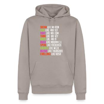Histoire des Noirs Martin Luther King Afrique - Sweat à capuche Premium bio Homme - taupe - Devant - Nico (187cm)