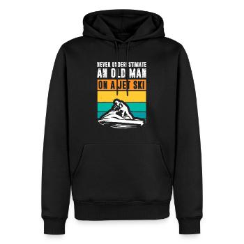 Never Underestimate An Old Man Water Sport Funny J - Men’s Premium Organic Hoodie - black - Front - Nico (187cm)