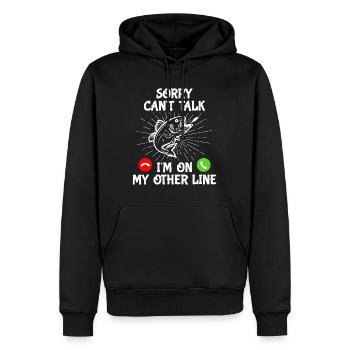 Funny Fishing I'm On My Other Line Fisherman Bass - Men’s Premium Organic Hoodie - black - Front - Nico (187cm)