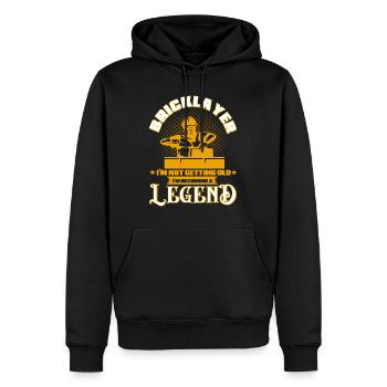 Briqueteur, je ne vieillis pas, je deviens un lege - Sweat à capuche Premium bio Homme - noir - Devant - Nico (187cm)