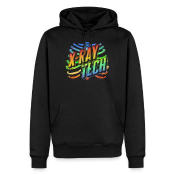 Radiologie-Shirt, X-ray Tech Skelett Rippen Tee, - Männer Premium Bio Hoodie - Schwarz - Vorne - Nico (187cm)