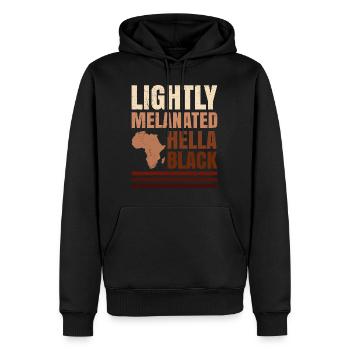 100% Mélanine noir foncé Couleur de peau Afrique - Sweat à capuche Premium bio Homme - noir - Devant - Nico (187cm)