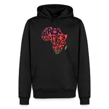 L’histoire des Noirs est l’histoire du monde l’histoire de l’Afrique - Sweat à capuche Premium bio Homme - noir - Devant - Nico (187cm)