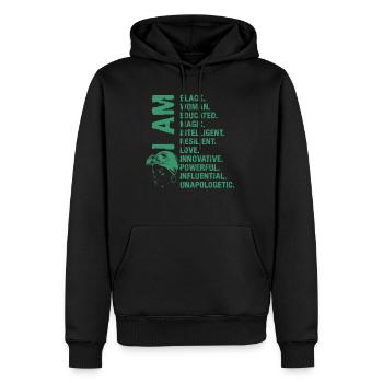 Je suis Noir Histoire Femme noire Femme africaine - Sweat à capuche Premium bio Homme - noir - Devant - Nico (187cm)