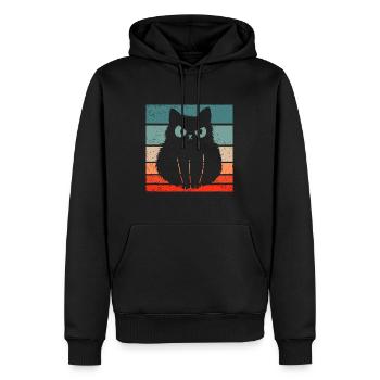 Katze Retro Stil Vintage - Männer Premium Bio Hoodie - Schwarz - Vorne - Nico (187cm)