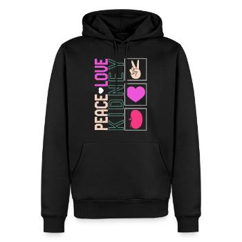 Chemise d’infirmière en dialyse, Peace Love Kidney Design - Sweat à capuche Premium bio Homme - noir - Devant - Nico (187cm)