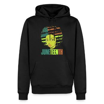 Celebrate Juneteenth USA Amerika Afrikanische Frau - Männer Premium Bio Hoodie - Schwarz - Vorne - Nico (187cm)