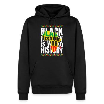 L’histoire des Noirs est l’histoire du monde l’histoire de l’Afrique - Sweat à capuche Premium bio Homme - noir - Devant - Nico (187cm)