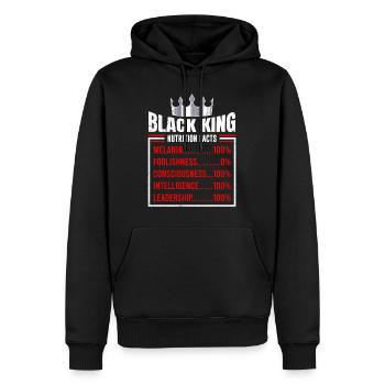 Black King 100% Mélanine couleur peau foncée Afrique - Sweat à capuche Premium bio Homme - noir - Devant - Nico (187cm)