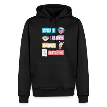 Anime Ramen Boba Skizzieren - Kawaii Anime Lover Gi - Männer Premium Bio Hoodie - Schwarz - Vorne - Nico (187cm)
