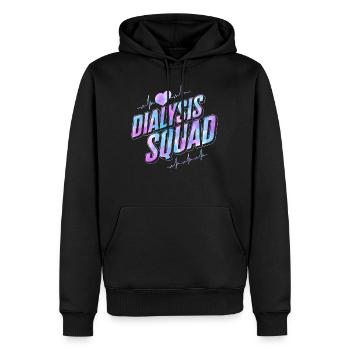 Dialysis Nurse Shirt, Dialysis Squad Heartbeat - Men’s Premium Organic Hoodie - black - Front - Nico (187cm)