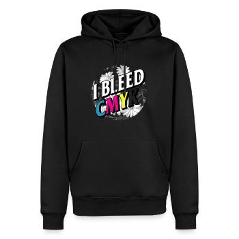 Graphic Designer Shirt, I Bleed CMYK Floral Color - Men’s Premium Organic Hoodie - black - Front - Nico (187cm)