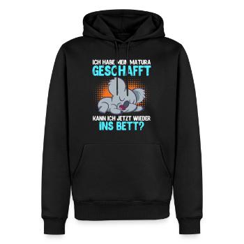 Maturant 2023 kann ich wieder ins Bett? - Männer Premium Bio Hoodie - Schwarz - Vorne - Nico (187cm)