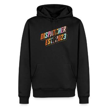 Dispatcher Shirt, Dispatcher Est 2023 Tee, - Men’s Premium Organic Hoodie - black - Front - Nico (187cm)