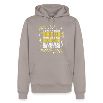 Chemise de répartiteur, si au début vous ne réussissez pas - Sweat à capuche Premium bio Homme - taupe - Devant - Nico (187cm)