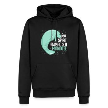 Mon animal spirituel est un lamantin vache de mer Oceanic Crea - Sweat à capuche Premium bio Homme - noir - Devant - Nico (187cm)
