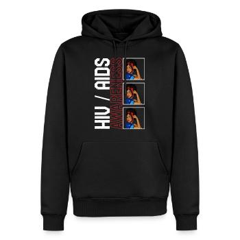 Word Aids Days Shirt, HIV Aids Awareness Red - Men’s Premium Organic Hoodie - black - Front - Nico (187cm)