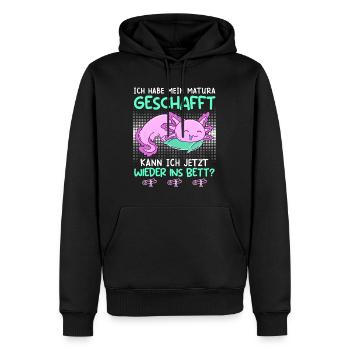 Maturant 2023 kann ich wieder ins Bett? - Männer Premium Bio Hoodie - Schwarz - Vorne - Nico (187cm)