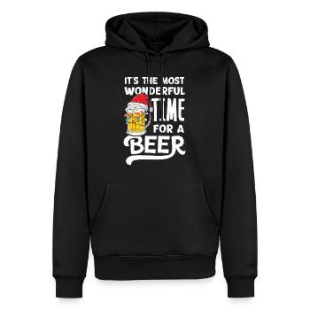 Es ist die schönste Zeit für ein Bier Weihnachten - Männer Premium Bio Hoodie - Schwarz - Vorne - Nico (187cm)