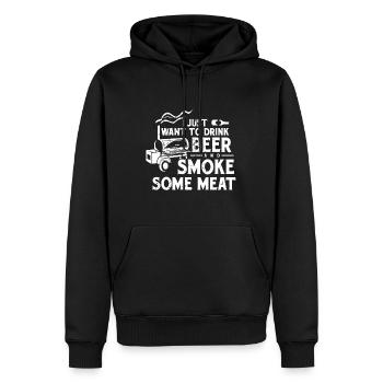 BBQ Smoking Pitmaster Drink Bier Smoke Meatbeer sm - Männer Premium Bio Hoodie - Schwarz - Vorne - Nico (187cm)