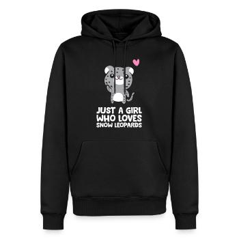 Juste une fille qui aime les léopards des neiges - Sweat à capuche Premium bio Homme - noir - Devant - Nico (187cm)