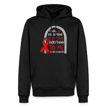 Chemise du Mois de la sensibilisation au VIH/sida, Je porte du rouge pour - Sweat à capuche Premium bio Homme - noir - Devant - Nico (187cm)