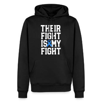 Ihr Kampf ist mein Kampfpartner Unterstützung ALS - Männer Premium Bio Hoodie - Schwarz - Vorne - Nico (187cm)
